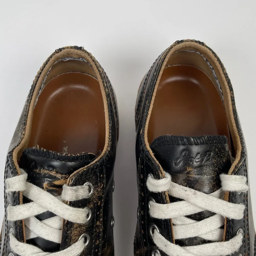 Converse Jack Purcell Wingtip Mens 8 Black Distressed Leather Brogue Sneakers
